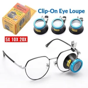 (Preorder)(5X, 10X, 20X) Clip-On Eye Loupe Magnifying Portable Eye Glass Magnifier Tool Set Watch Repair Tool Jewelry Appraisal Mirrors Watchmakers Watch Repair Tool Kit Set of 3