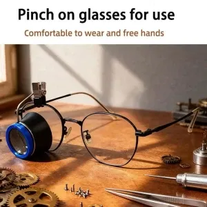 မျက်မှန်ချဲ့/(5X 10X 20X) Clip-On Eye Loupe Magnifier Tool Set | Portable Magnifying Glass for Watch Repair, Jewelry & Precision Work