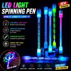 LED Light Spinning Pen | Fidget Spinner Pen | Stress Relief Finger Spinning Pen | Glow Trick Pen for Kids & Adults