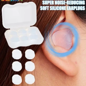 6 Pairs Soft Reusable Silicone Gel Earplugs for Sleeping, Adult Noise Cancelling Ear Plugs, Ideal for Snoring, Swimming, Concert, Study, Work
