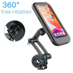 360 Rotatable Waterproof Bicycle Motorcycle Mobile Phone Holder Bike Handlebar Non-slip Clip Stand Mount Bracket